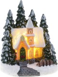 Decoratiune de Craciun MagicHome biserica cu LED, 7x6,3x8,4 cm