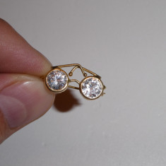 BROSA/AC REVER AUR 18K + 2 Cristale Zirconia - Model Ochelari - Vintage - 2g. !