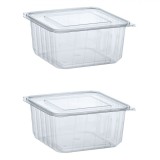 Set Recipiente Alimente, Capacitate 2000cc, Plastic Transparent, 2 Bucăți, Oem