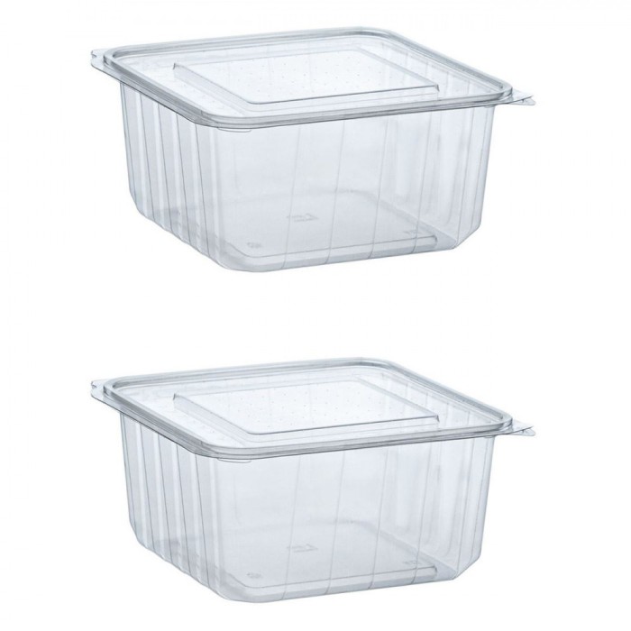 Set Recipiente Alimente, Capacitate 2000cc, Plastic Transparent, 2 Bucăți