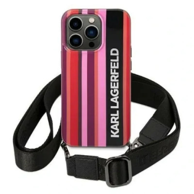 Husa Cover Karl Lagerfeld Stripes Strap pentru iPhone 14 Pro Max Pink foto