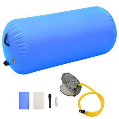 vidaXL Rulou de gimnastică gonflabil cu pompă, albastru, 120x75 cm PVC foto