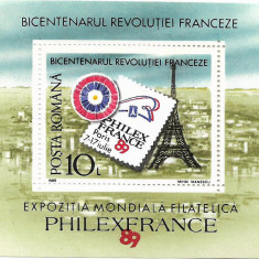 Colita Expozitia Mondiala de Filatelie "Philexfrance '89", Paris, 1989 - NEOBLIT