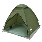 Cort de Camping pentru 2 Persoane, Verde Masliniu, PU Impermeabil, Usa cu Fermoar