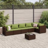 Cumpara ieftin Set mobilier de grădină cu perne, 7 piese, maro, poliratan