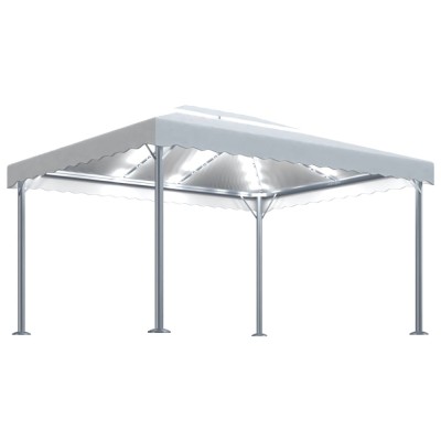 Pavilion cu siruri lumini LED, crem, 400x300 cm, aluminiu foto
