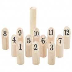 Kubb Set jocuri cu numere 13 piese geanta de transport lemn masiv pin GartenMobel Dekor