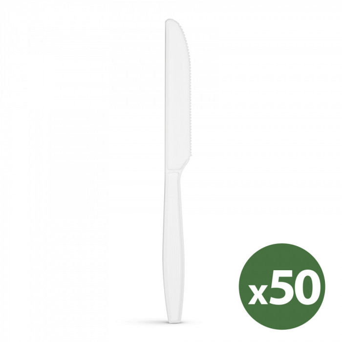 Set cuțite biodegradabile, reutilizabile &ndash; 50 piese / pachet