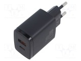 BASEUS Alimentator Plug-in 5-12V DC 20W USB C și USB A Negru