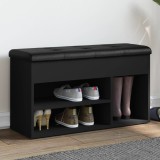 vidaXL Bancă de pantofi, negru, 82x32x45,5 cm, lemn prelucrat