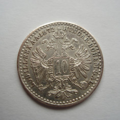 AUSTRIA / AUSTRO-UNGARIA - 10 KREUZER 1872 , Ag400 , Franz Joseph I , LM1.62