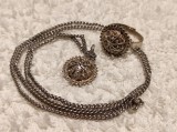 Argint YEMEN unic SET INEL si MEDALION pe lant argint VECHI manopera EXCEPTIONALA vintage DE EFECT