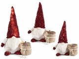 Cumpara ieftin Set 3 figurine Mos Craciun textil cu led 34x19.5x58 cm, 30x14x47 cm, 28x13x41 cm