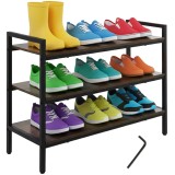 Pantofar cu 3 polite Ruhhy 79 cm, stil loft, metal si MDF