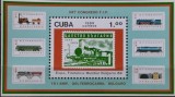 BC56, Cuba 1989, colita exp.filatelica Bulgaria, trenuri