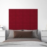 VidaXL Panouri de perete 12 buc. roșu vin 30x30 cm catifea 1,08 m&sup2;