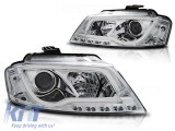 Set de faruri tuning cu lumini DRL reale, potrivit pentru Audi A3 8P 2008-2012 3D/5D, stanga si dreapta Performance AutoTuning