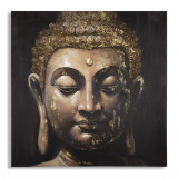 Cumpara ieftin Tablou decorativ, Buddha -B, Mauro Ferretti, 100 x 100 cm, canvas imprimat si pictat/lemn de pin, multicolor