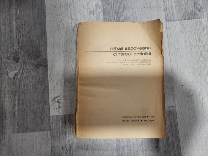 Cantecul amintitii de Mihail Sadoveanu