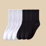 Set 6 perechi de sosete pentru dama, SS061, Alb/Negru, marime universala
