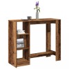Masa Bar Gossi cu Raft Lemn Vechi 124x46x103.5 cm, Lemn Prelucrat. Masa Inalta Bucatarie/Living, Depozitare Sticle, Carti