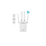 Cumpara ieftin Amplificator WiFi Andowl T84, 300Mbps, Alb, Repetor Semnal Wireless, Acoperire 50m Exterior, Ideal Streaming HD