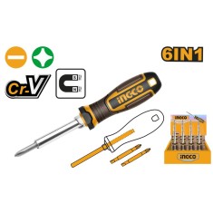 Surubelnita 6 in 1 material cr-v, pentru strangerea si desfacerea suruburilor - Ingco AKISD0608