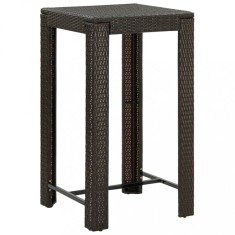 vidaXL Masă de bar de grădină, maro, 60,5 x 60,5 x 110,5 cm, poliratan 45870