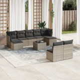 Gossi set mobilier de gradina cu perne, 10 piese, gri, poliratan