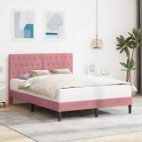 vidaXL Cadru de pat cu headboard Roz 160 x 200 cm Catifea 42027676
