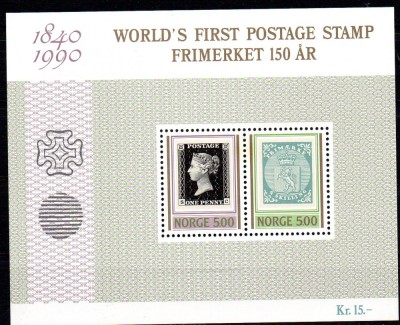 NORVEGIA 1990, Aniversari - 150de ani - prima marca postala, MNH foto