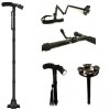 Baston Telescopic Pliabil Trusty Cane cu Lanterna LED &amp; Pivoti Stabilizatori, Sprijin Sigur, Negru, Ajustabil 87cm, Baterii Incluse