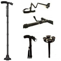 Baston telescopic de sprijin pliabil Trusty Cane cu lanterna si pivoti stabilizatori