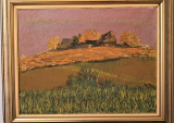 Tablou pictura Aurel Dan, membru U.A.P., ulei pe panza, Colina realizata in &#039;70, Peisaje, Impresionism