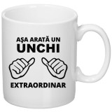 Cana alba personalizata "Asa arata un unchi extraordinar", INOVATIX&reg;. 330ml