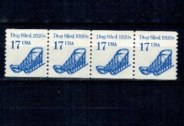 SUA 1986 - Uzual 17c, sanie trasa de c&acirc;ini, ștraif de 4 neuzat, din roll