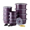 Set 12 Cutii alimente (4X500 ml, 4X1000 ml, 4X2000 ml), Mov inchis, Capac cu dispozitiv de eliberare aer