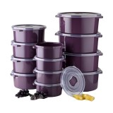 Cumpara ieftin Set 12 Cutii alimente (4X500 ml, 4X1000 ml, 4X2000 ml), Mov inchis, Capac cu dispozitiv de eliberare aer