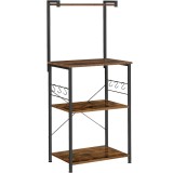 VASAGLE Raft de bucatarie cu spatiu pentru cuptorul cu microunde, 4 rafturi, otel, industrial, 40x54x134cm, maro retro si negru Household NewTrend