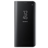 Husa Clearview Samsung Galaxy A21 + Cablu de date CADOU, Negru