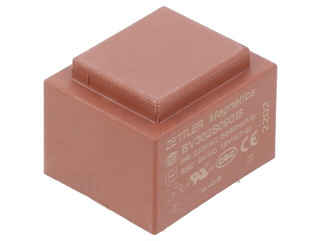 Transformator &icirc;ncapsulat 1,8VA 230VAC 9V 200mA pentru PCB