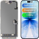 Display cu Touchscreen MP compatibil cu Apple iPhone 17, cu Rama, Versiune Soft OLED FHD 120Hz Diagnostic, Negru