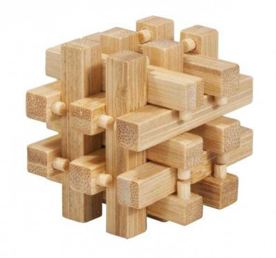 Joc logic IQ din lemn bambus in cutie metalica-2 foto