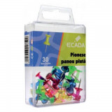 Cumpara ieftin Pioneze Ecada pentru Panou Pluta, 30 Buc/Cutie, 24 Cutii/Set, Diferite Culori Transparente, Pioneza Cap Plastic Transparet, Piuneza Colorata Transpare