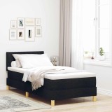 VidaXL Pat cu arcuri cu saltea cu headboard Negru 90 x 200 cm țesătură