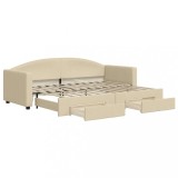 Cumpara ieftin Pat de zi cu extensie si sertare, crem, 80x200 cm, textil