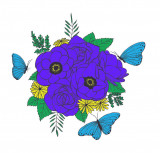 Cumpara ieftin Sticker decorativ, Buchet de flori, Albastru, 60 cm, 1170ST-6, Oem