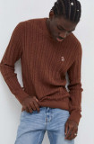 Cumpara ieftin Abercrombie &amp; Fitch pulover din amestec de lana barbati, culoarea maro, light