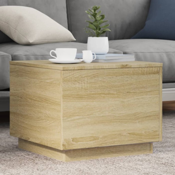 Măsuță de cafea cu lumini LED, stejar sonoma, 50x50x40 cm