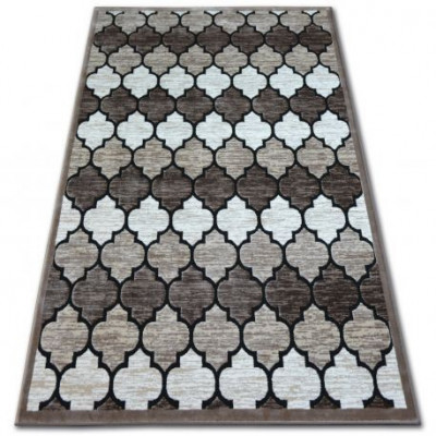 Covor acril Yazz 3766 bej &amp;icirc;ntunecat și somon Moroccan clover Trellis, 240x330 cm foto